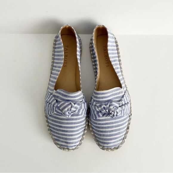 Talbots Izzy Stripe Knotted Linen Espadrille Shoes - Picture 3 of 8